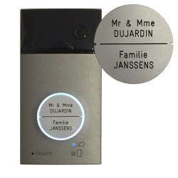 Linea 3000 – Engraved nameplate, 2 buttons, grey