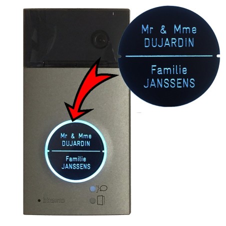 Plaquette nominative gravée pour platine de rue BTicino new sfera